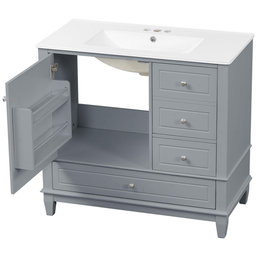 Modern Bathroom Vanity With Sink, 3 Drawers & Cabinet