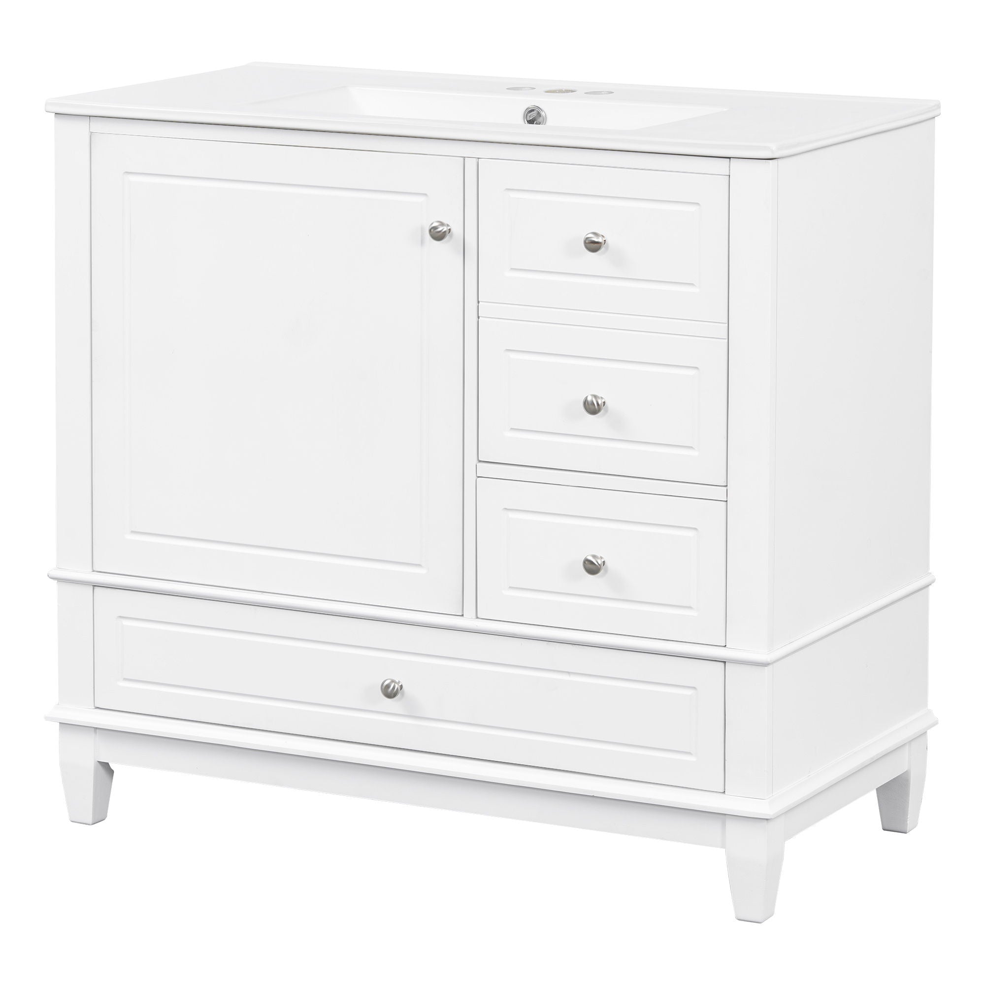 Modern Bathroom Vanity With Sink, 3 Drawers & Cabinet