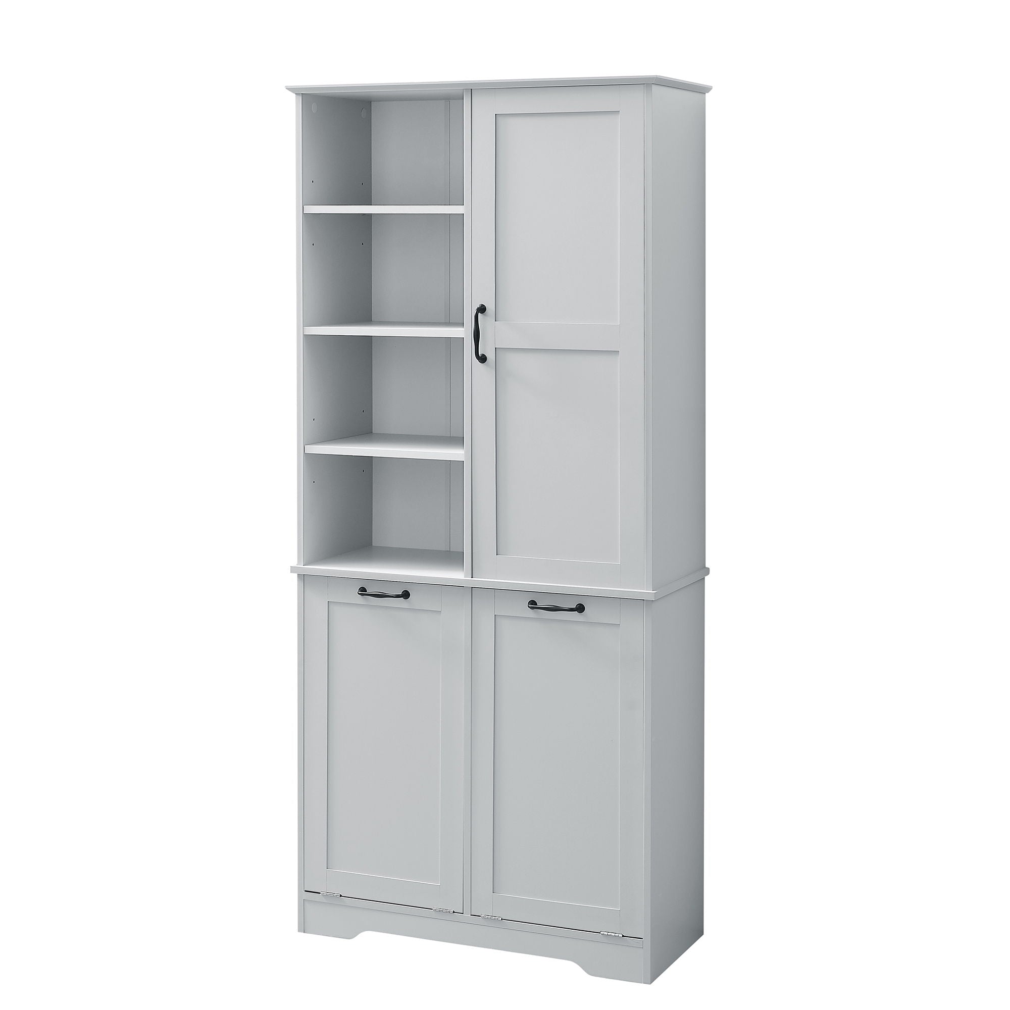 Freestanding Bathroom Storage Cabinet With Doors And Drawers, Adjustable Shelves, Tilt-Out Laundry Hamper