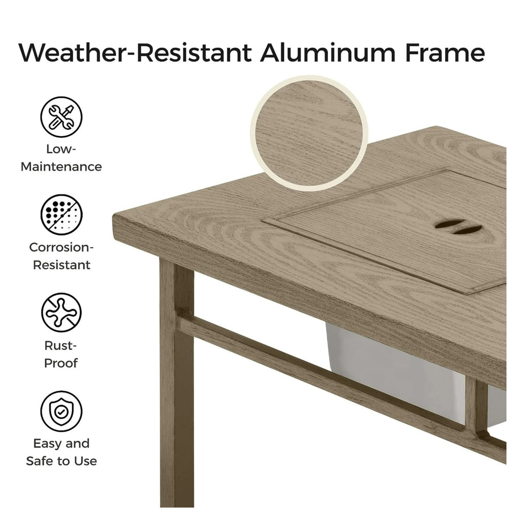 3 In 1 Outdoor Propane Fire Pit Table 50, 000 BTU With Ice Bucket