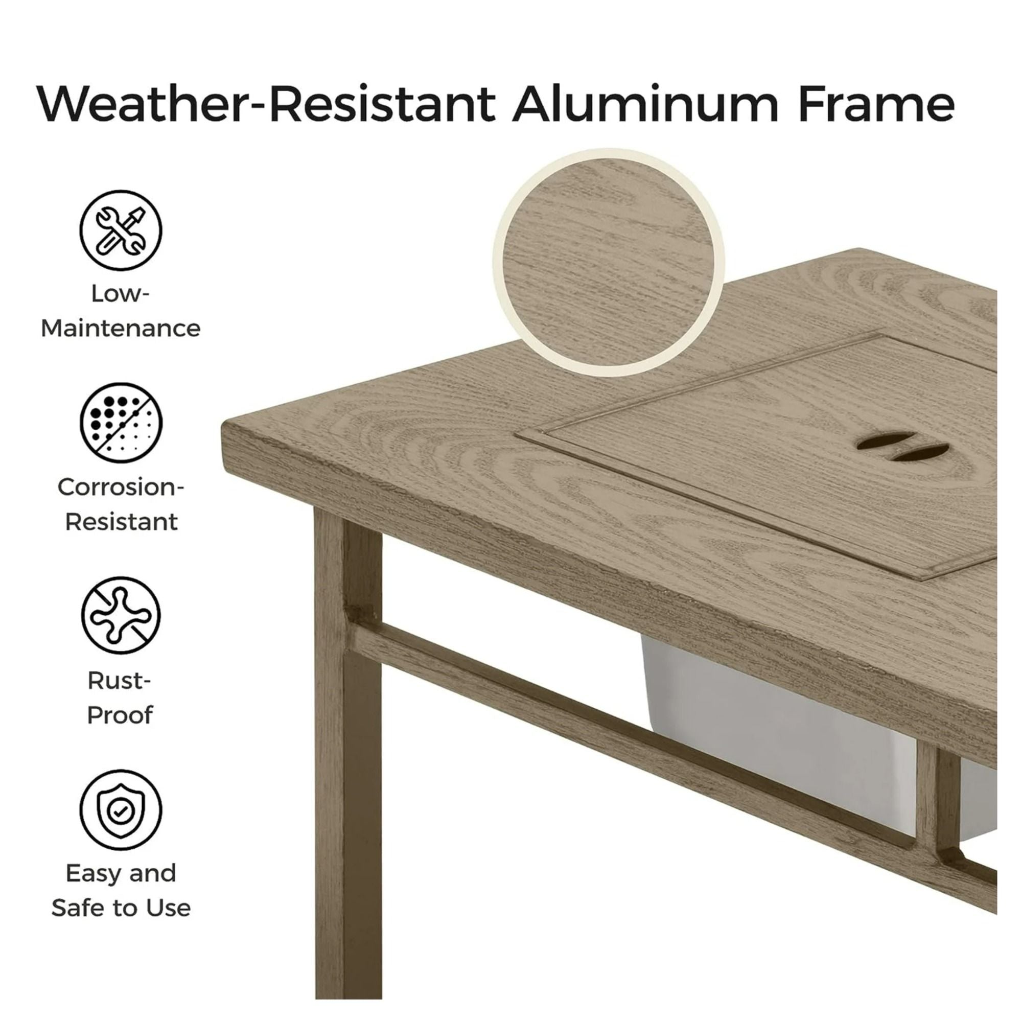 3 In 1 Outdoor Propane Fire Pit Table 50, 000 BTU With Ice Bucket