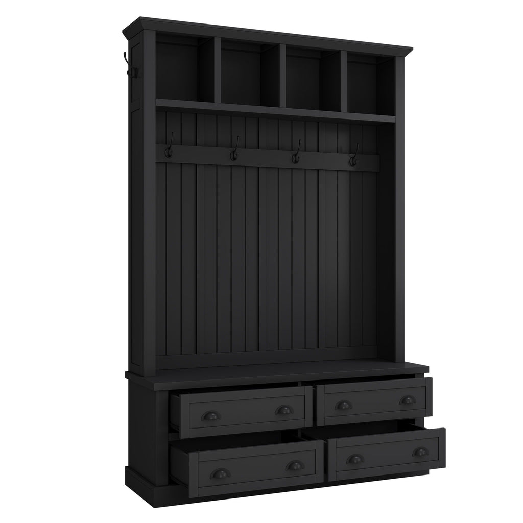 Hall Tree With 4 Drawers, Coat Rack With 6 Hooks
