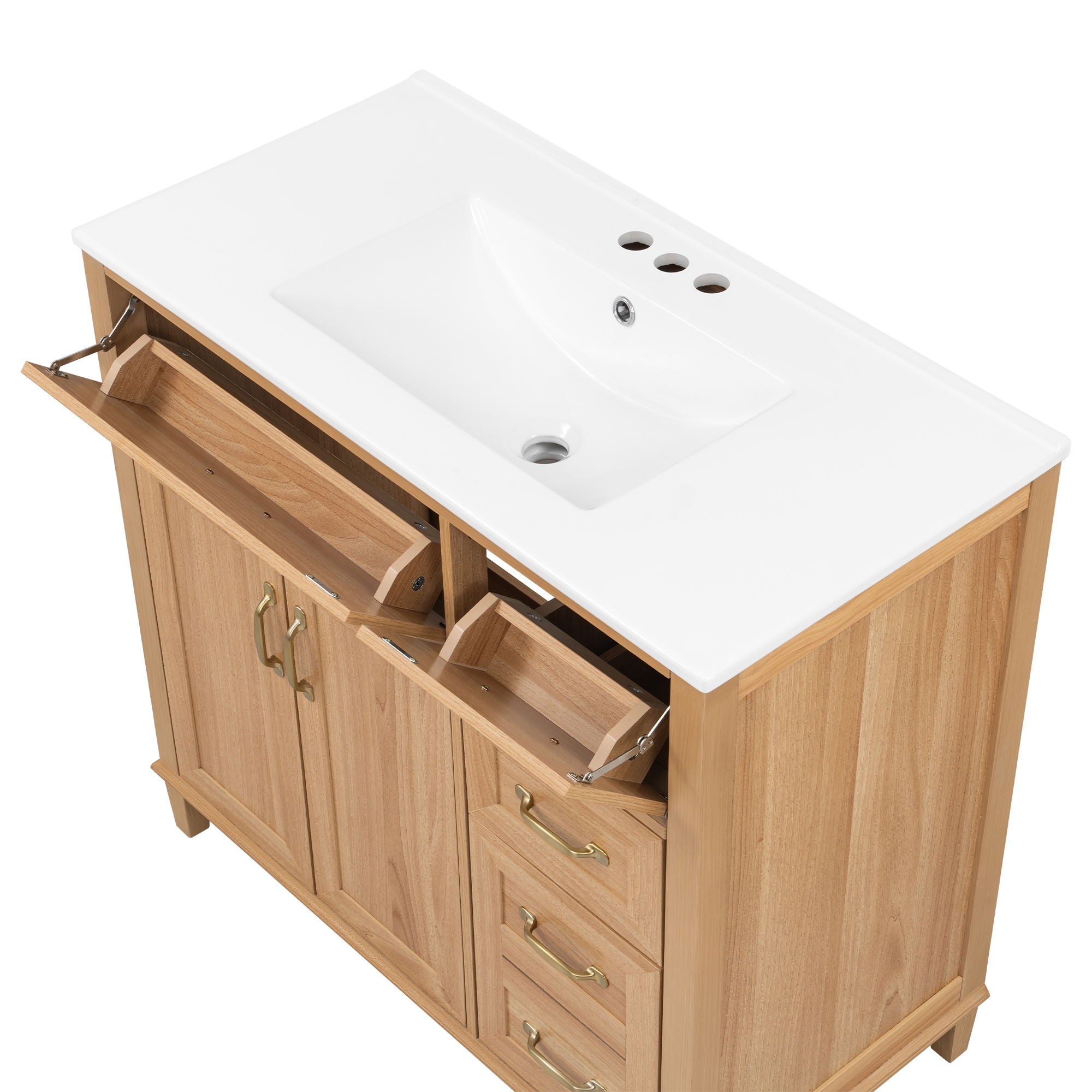 Bathroom Vanity With Sink, Soft Close Doors & Drawers - Wood