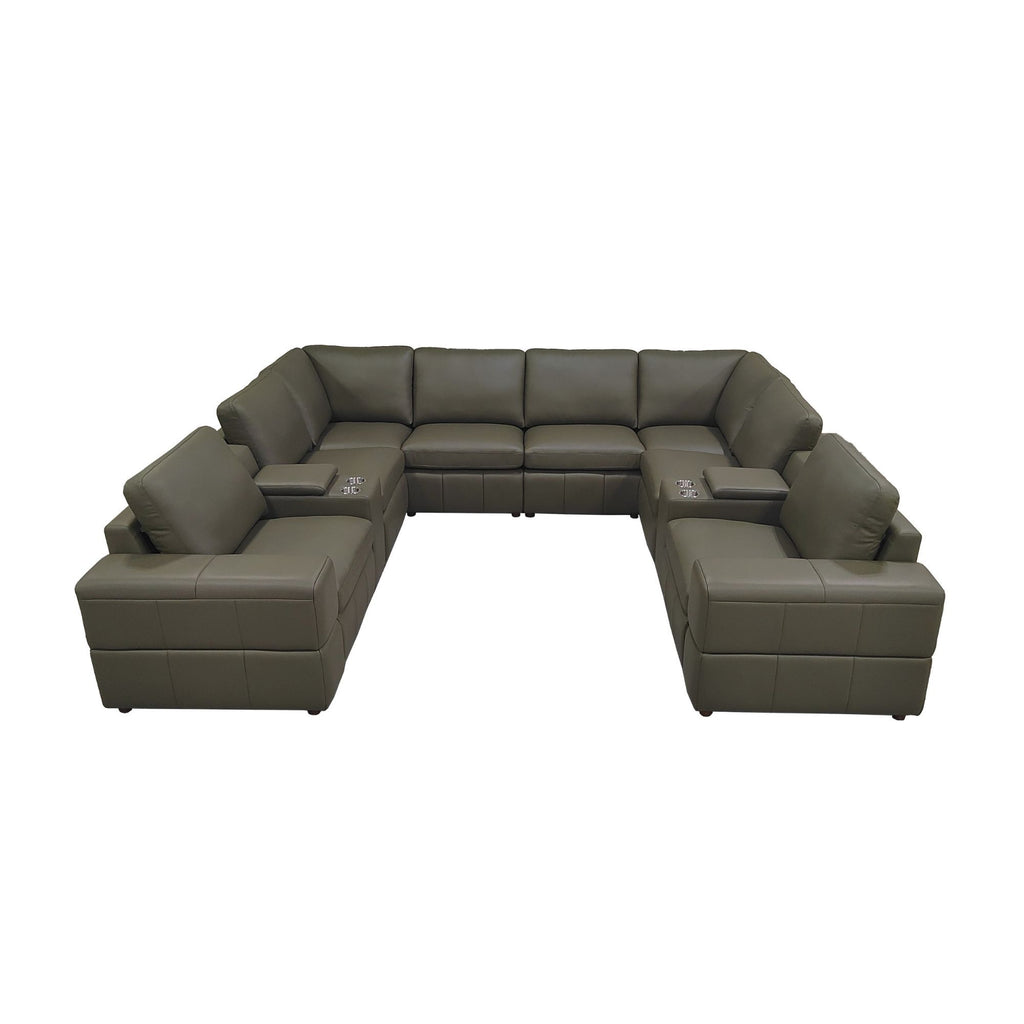 Upholstered Large Arms Sectional With Recliner Seats