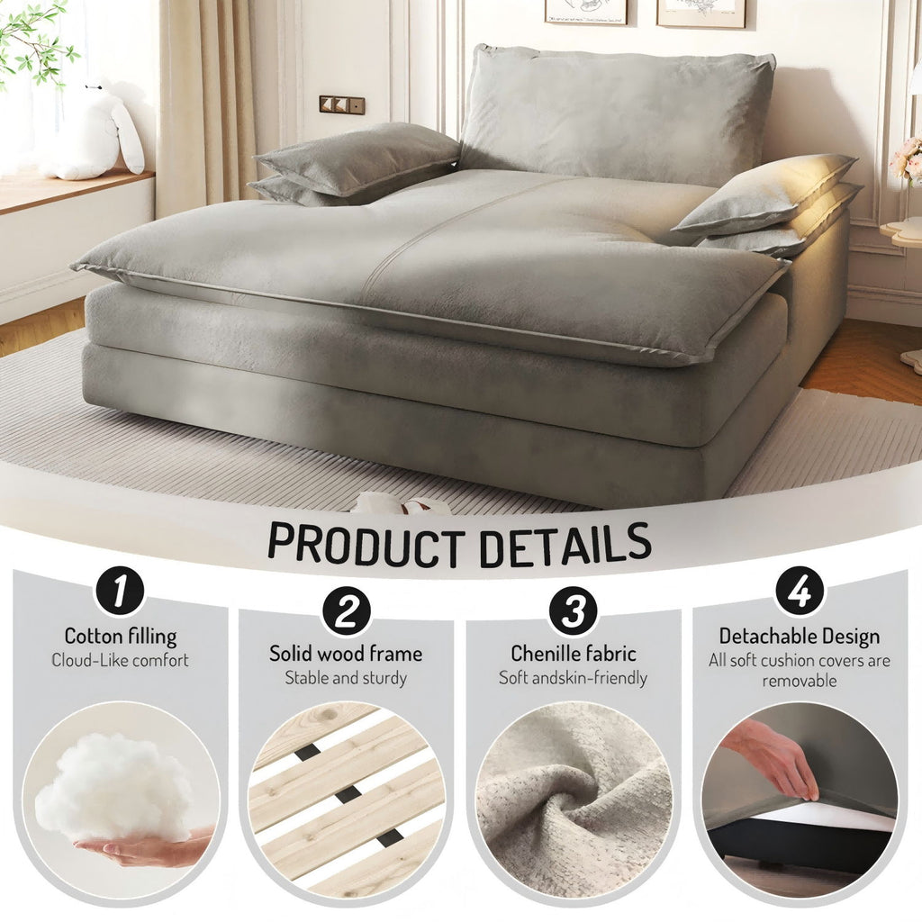 Modern Oversized Double Chaise Lounge Chair