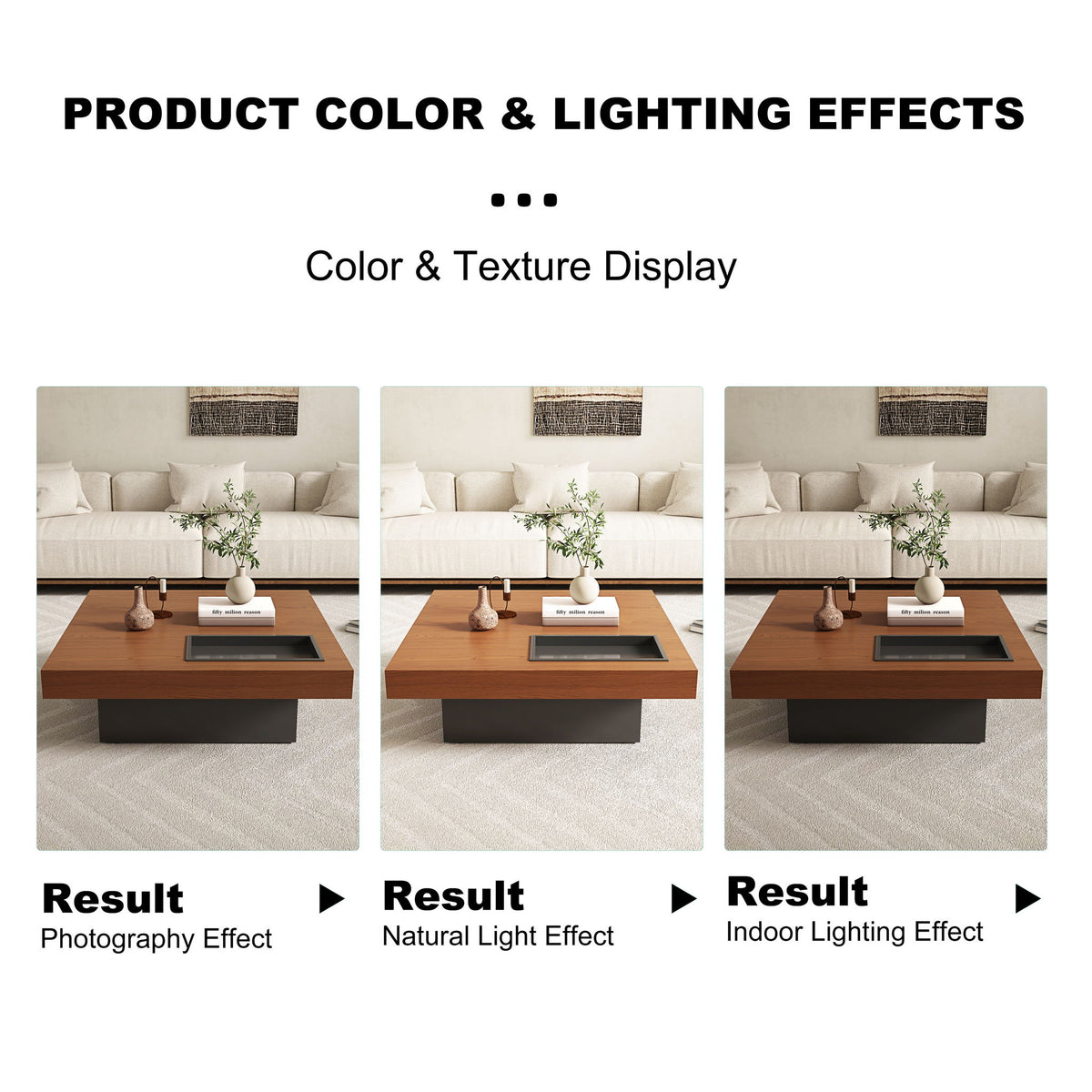 Square Floating Coffee Table For Living Room - Dark Walnut