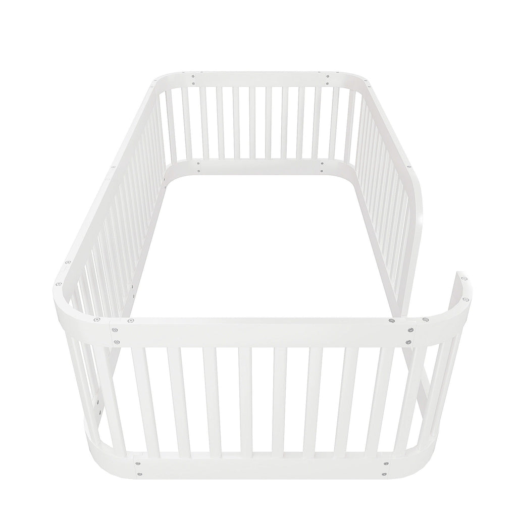 Wood Floor Bed Frame With Fence