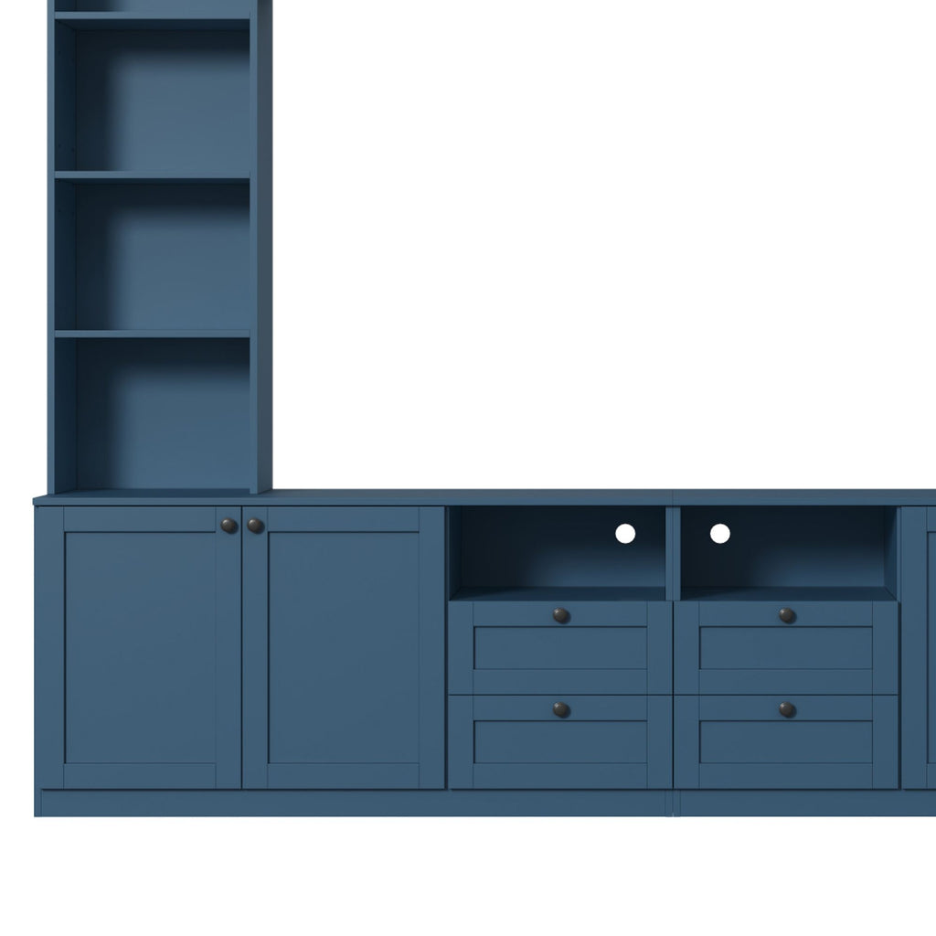 Farmhouse Elegant Entertainment Center Wall Unit With 4 Drawers