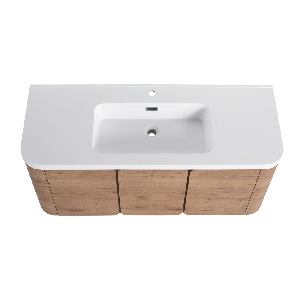 Wall Mounted Bathroom Vanity With Sink, 3 Soft Close Doors