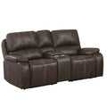 Power Reclining Loveseat With USB Port Leather Upholstered, Built In Cup Holder - Chocolate