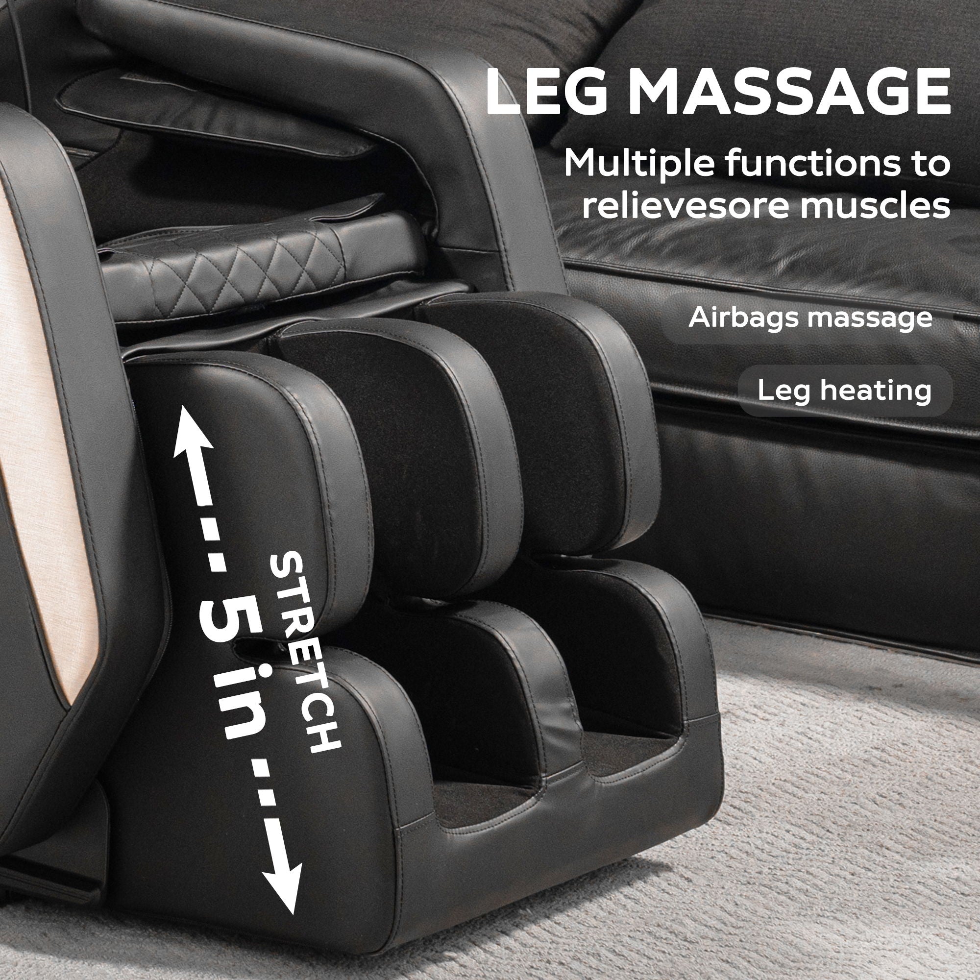 Zero Gravity Massage Chair Recliner & 10 Massage Heads And Full Body Air Pressure - Black