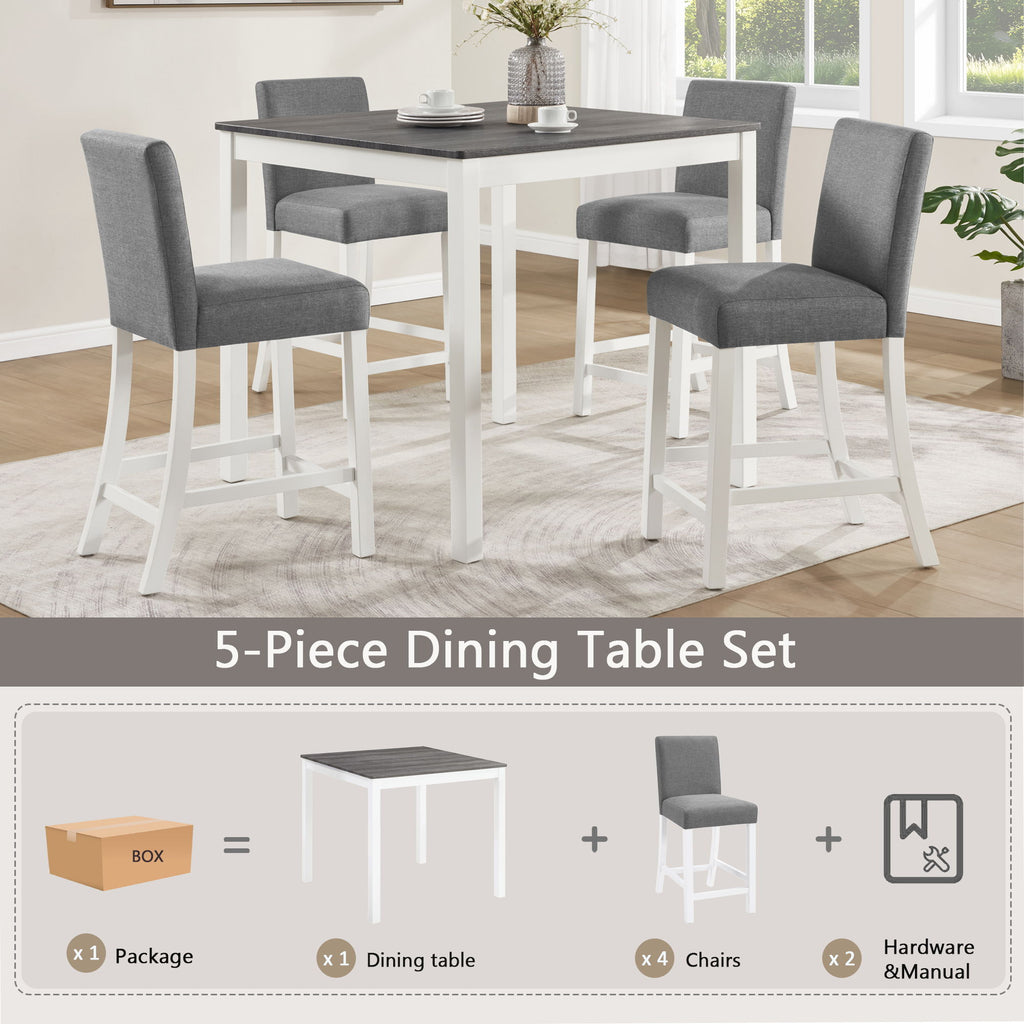 5 Piece Counter Height Table Set With 4 Chairs