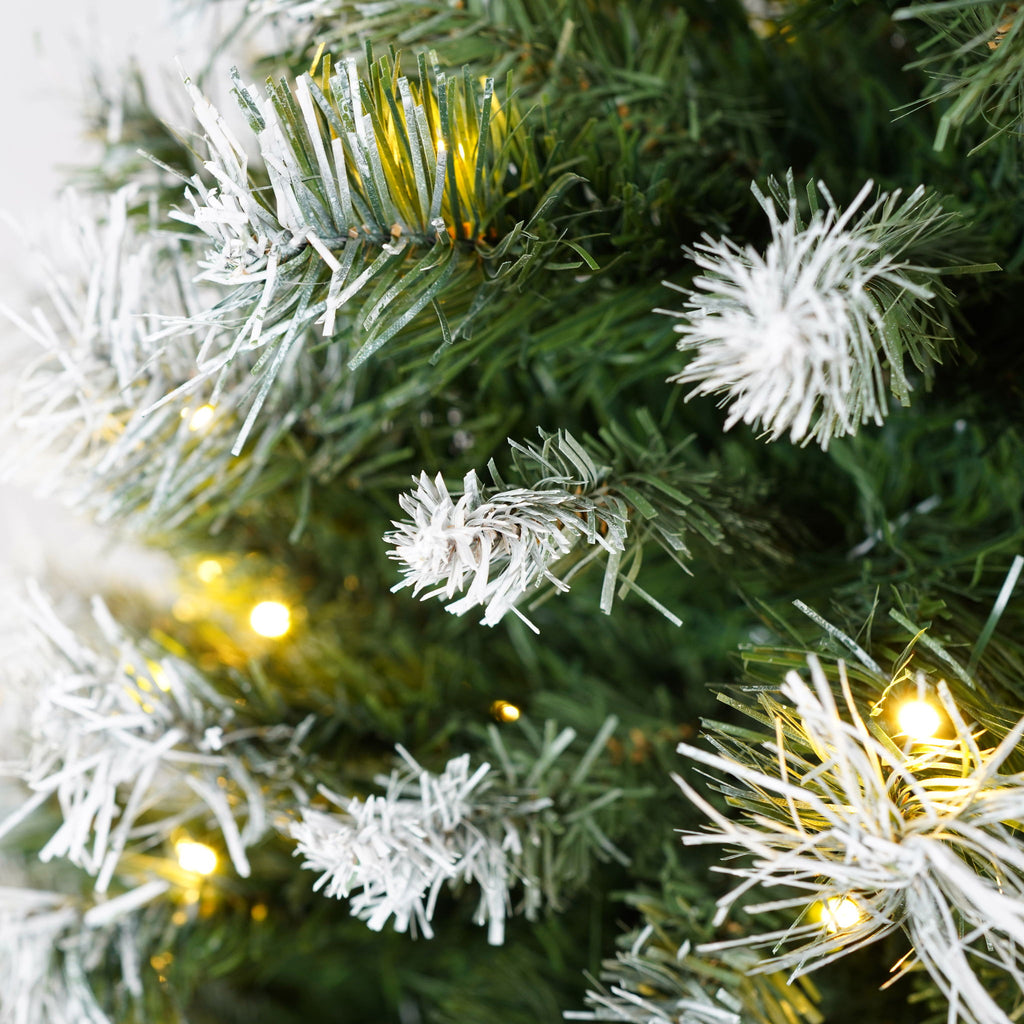 Artificial Christmas 3 Piece Set Wreath And 2 Entrance Trees With LED Lights - White / Green