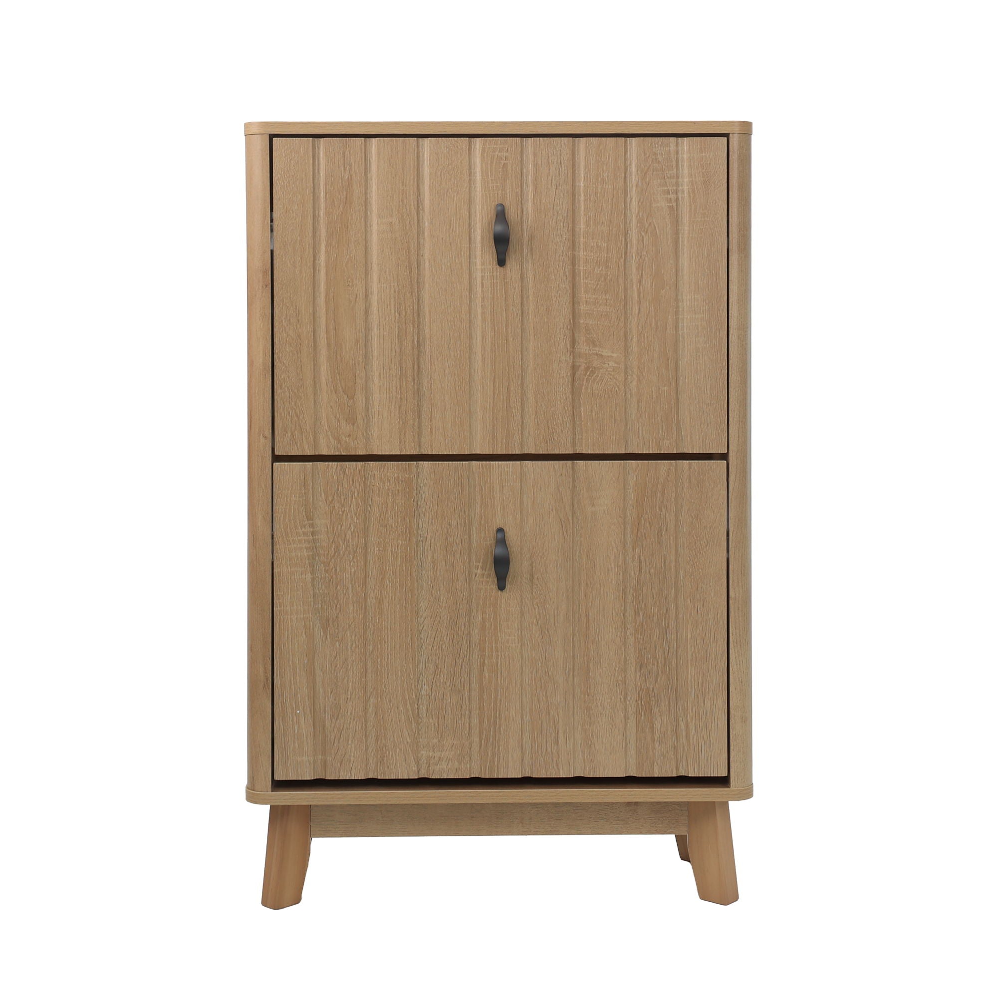 Entryway Shoe Cabinet With Flip Down Storage, Ultra Thin Freestanding Design For Home Use - Oak