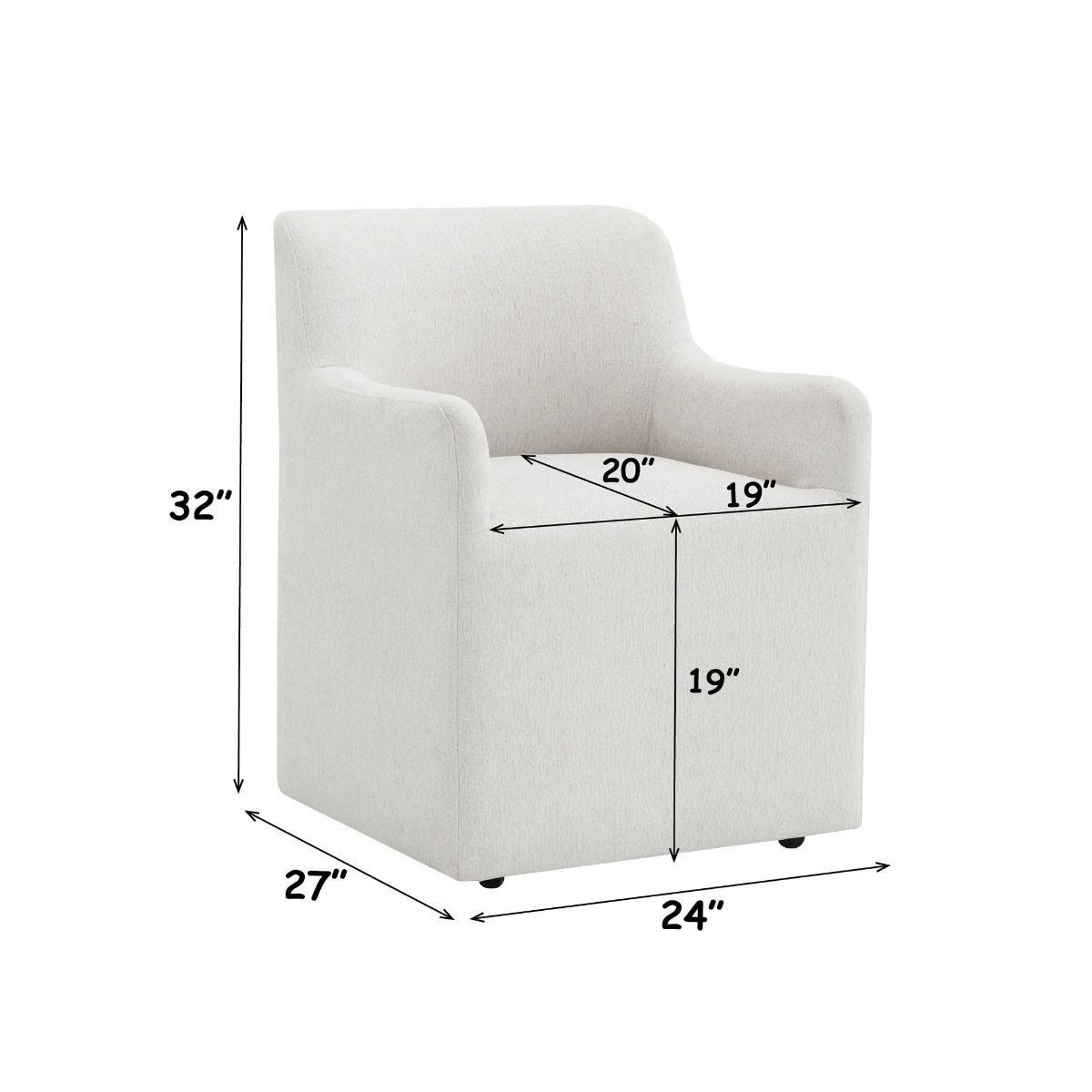 Cafell - Arm Chair With Swivel Casters - Cream