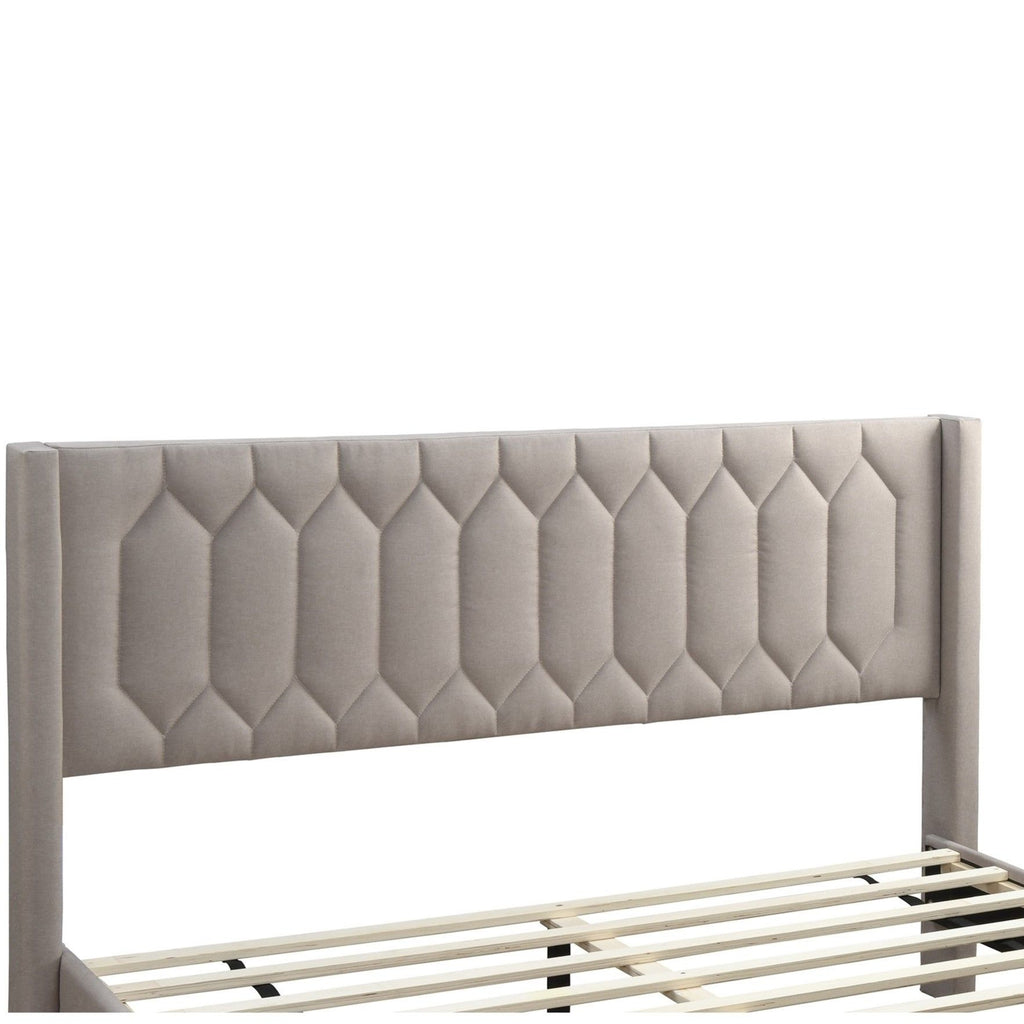 Platform Bed With Diamond Tufted Headboard