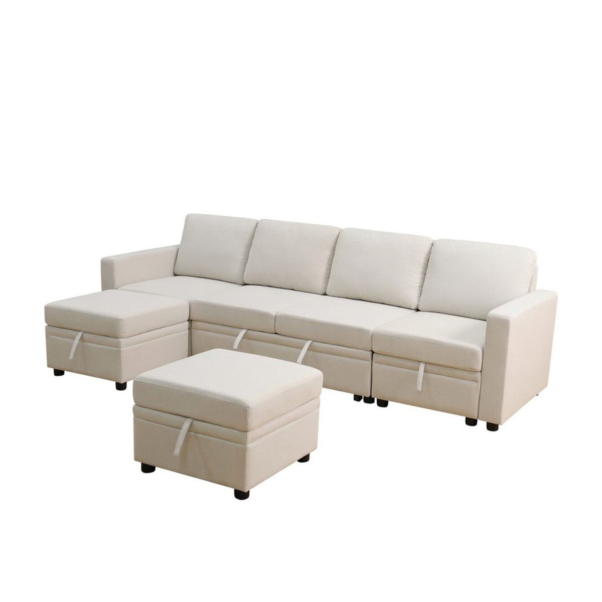 Extra Wide U - Shape Convertible Sleeper Sofa Bed With Dual Storage Ottoman