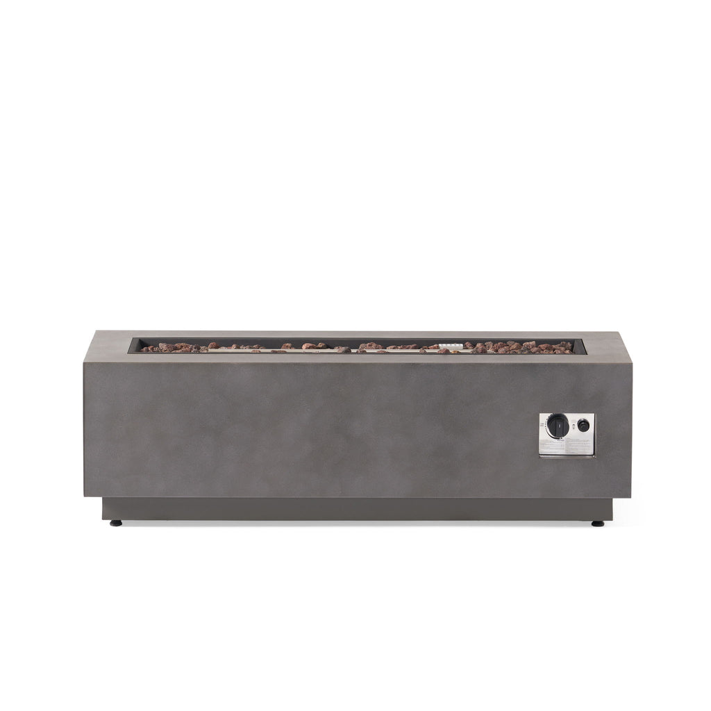 Modern Rectangular Iron Fire Pit 50, 000 Btu - Stone Gray