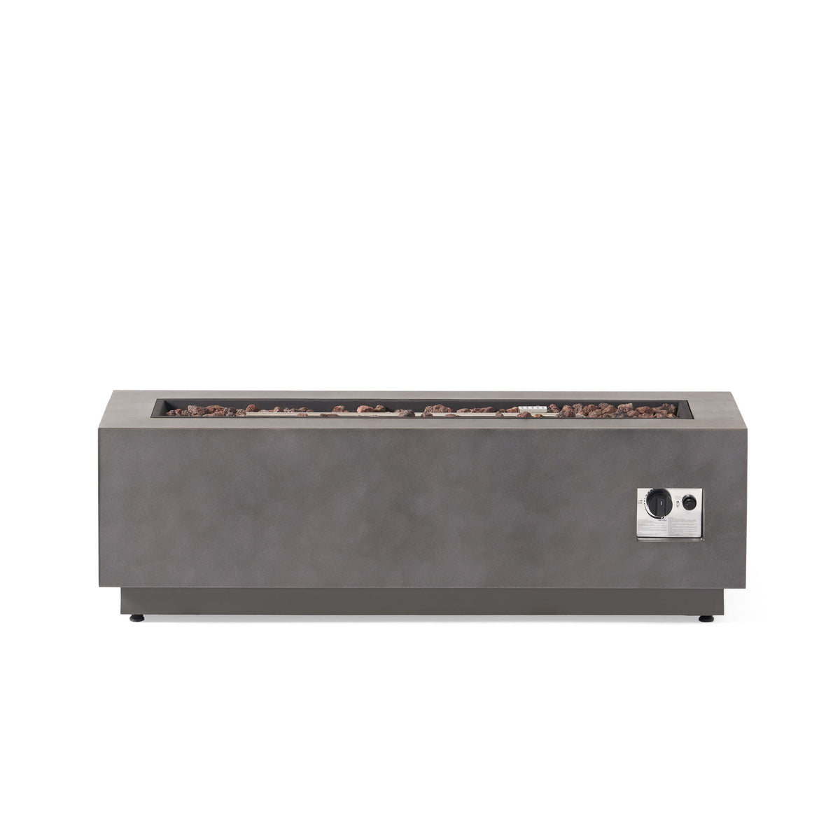 Modern Rectangular Iron Fire Pit 50, 000 Btu - Stone Gray