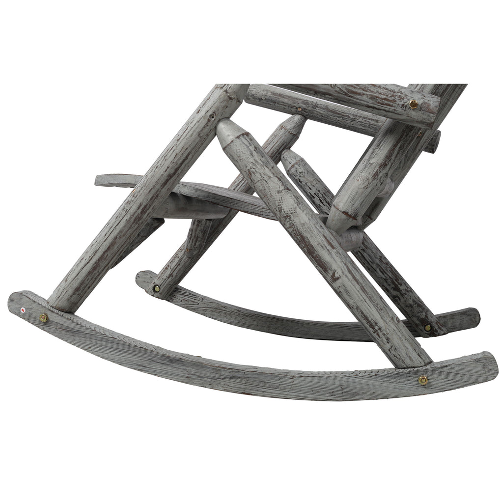 Durable Wooden Porch Rocker, Fir Log Rocking Chair