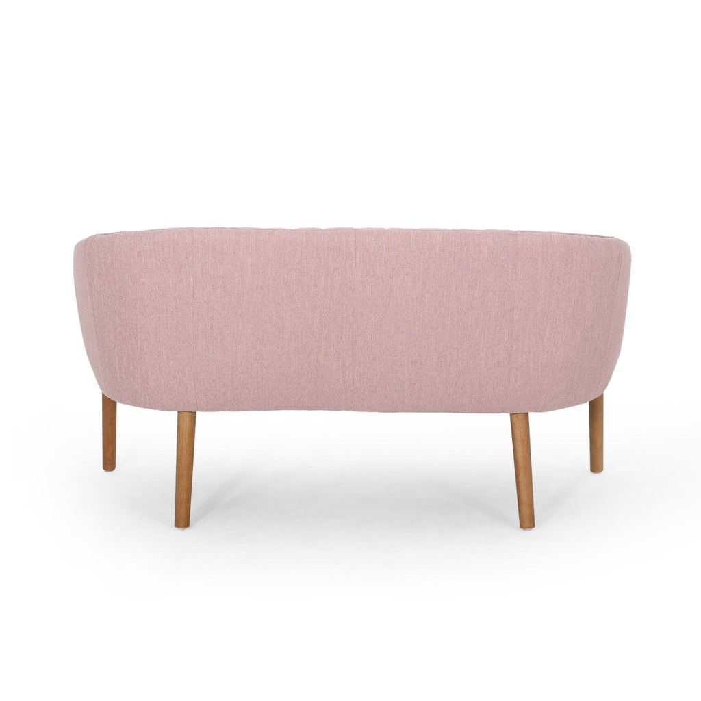 Mid Century Modern Loveseat With Channel Stitched Backrest