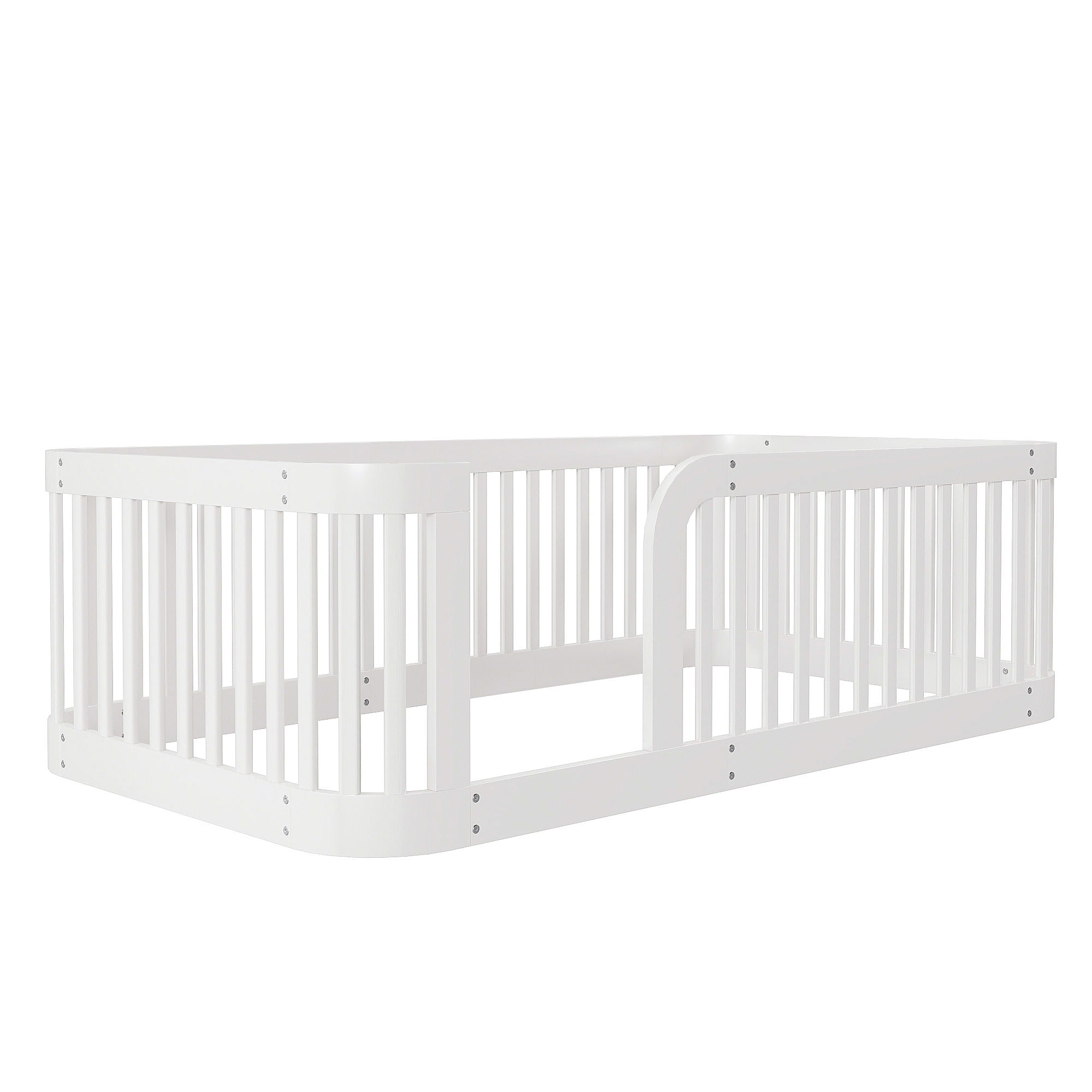 Wood Floor Bed Frame With Fence