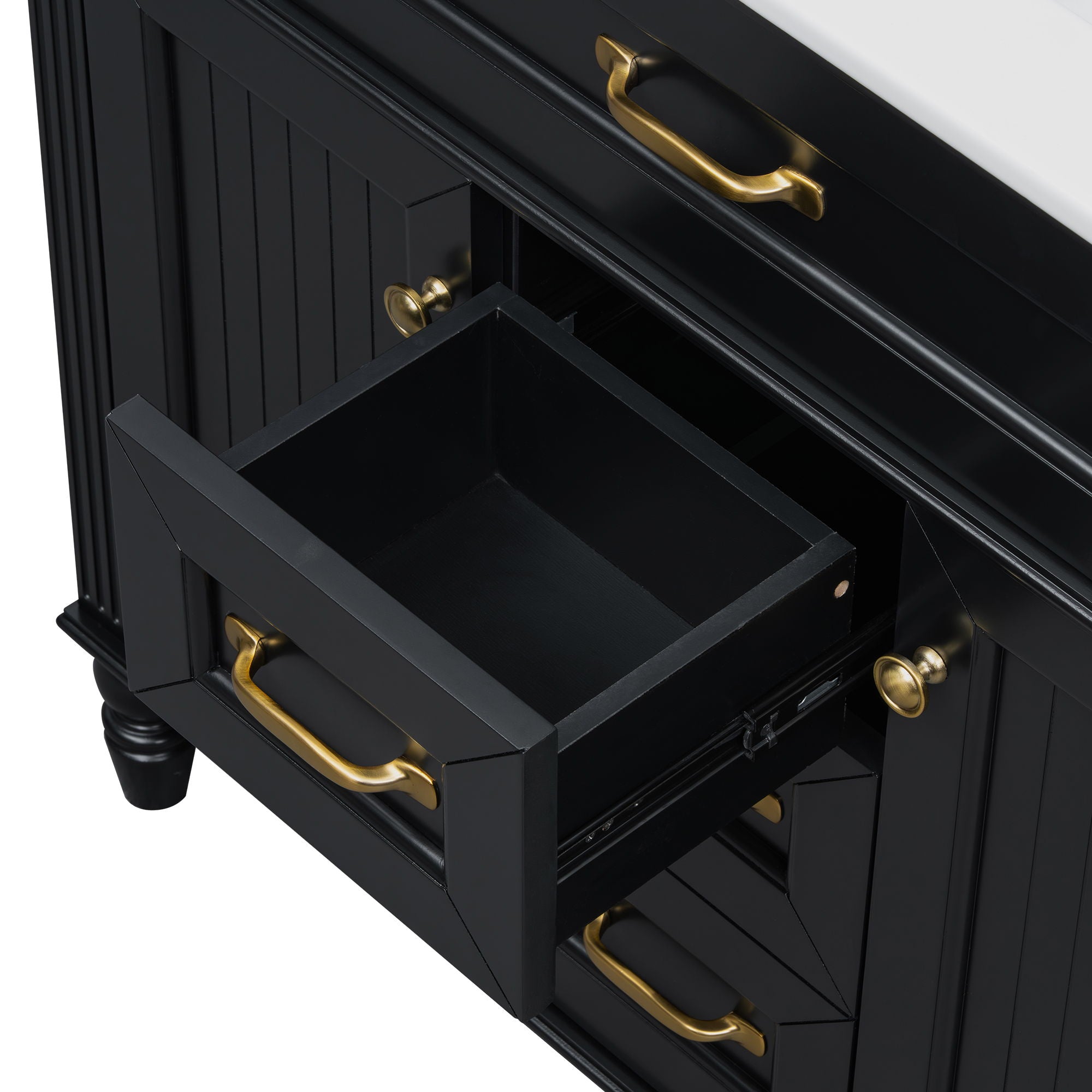Bathroom Vanity With Sink, Flip-Out Top Drawer, Soft Close Doors, 2 Storage Drawers