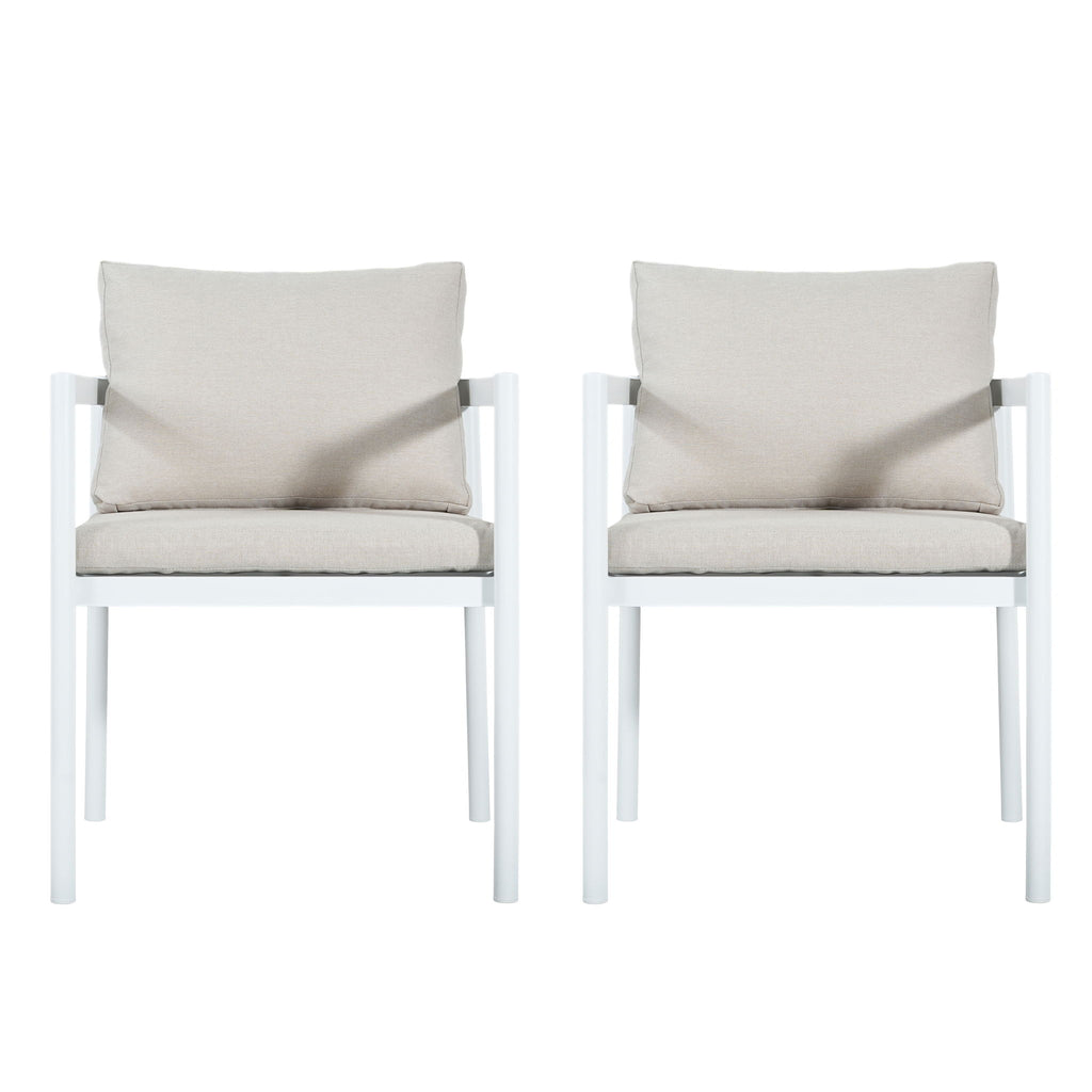 All-Weather Outdoor Dining Chair (Set of 2) - Beige / White