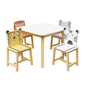 Kids Table And Chair Set With Cartoon Animals Design - White
