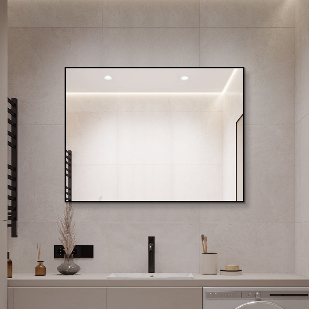 Rectangular Framed Bathroom Wall Mirror, Horizontal Or Vertical Mount
