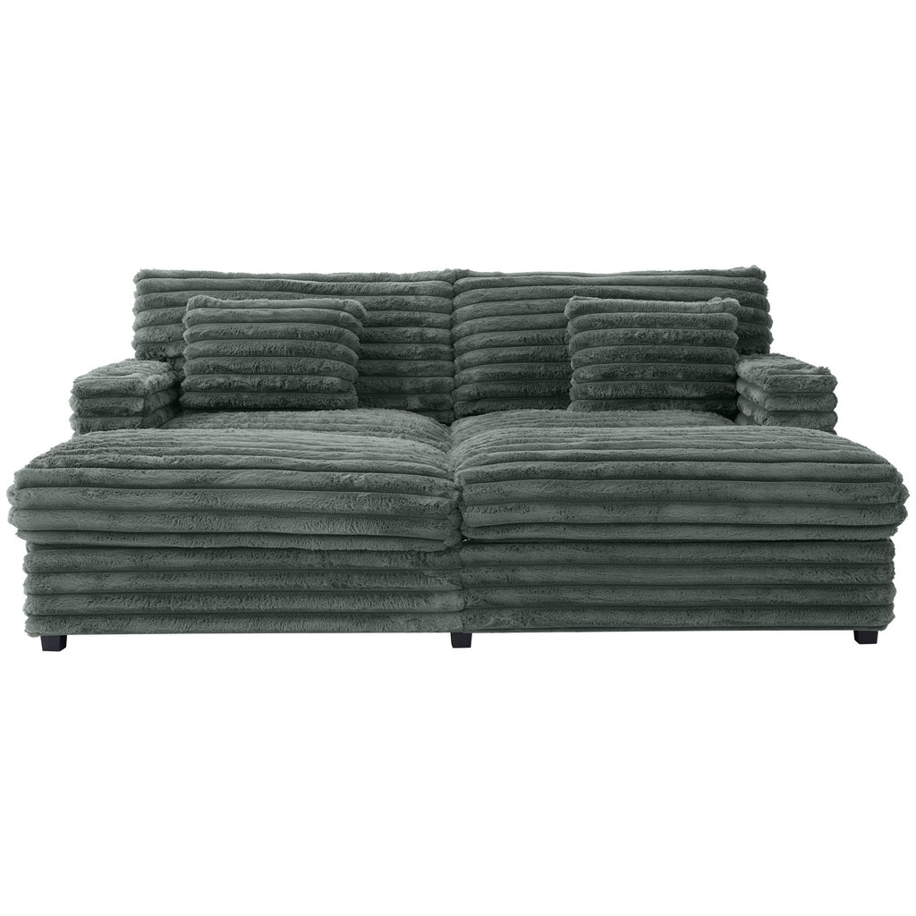 Oversized Double Chaise Lounge Sofa Bed With USB Ports And Cup Holders