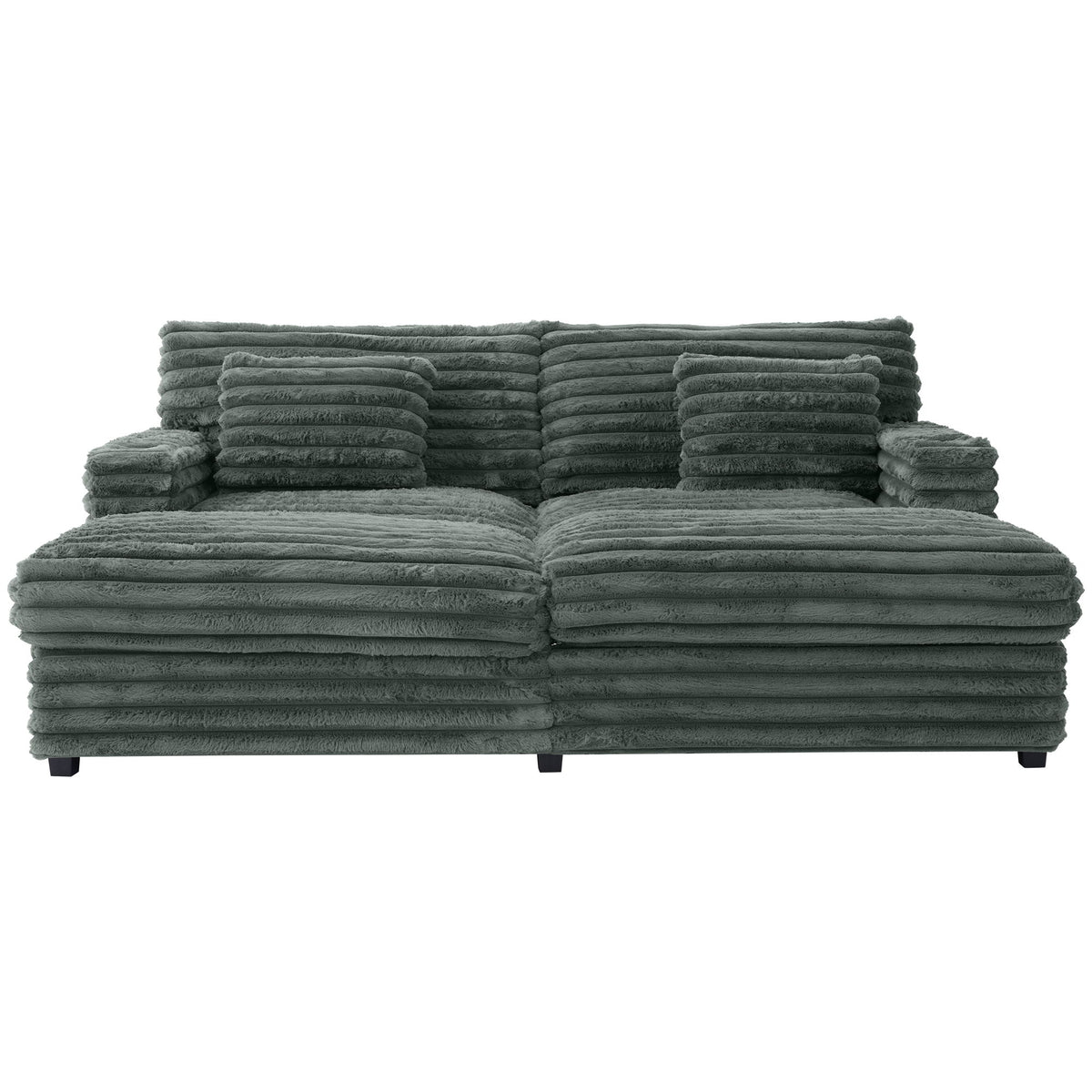 Oversized Double Chaise Lounge Sofa Bed With USB Ports And Cup Holders