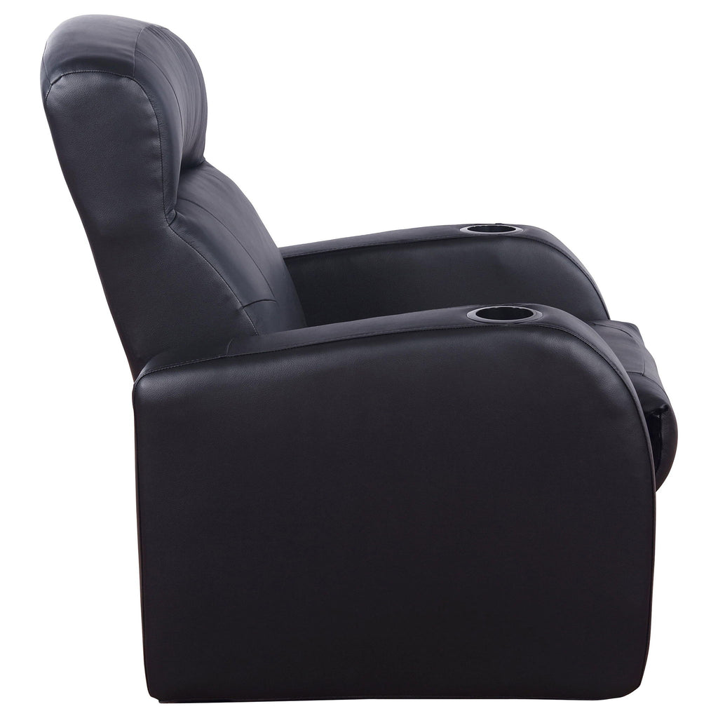 9 Piece Home Theater Seating Set With Recliners And Wedge Consoles - Black