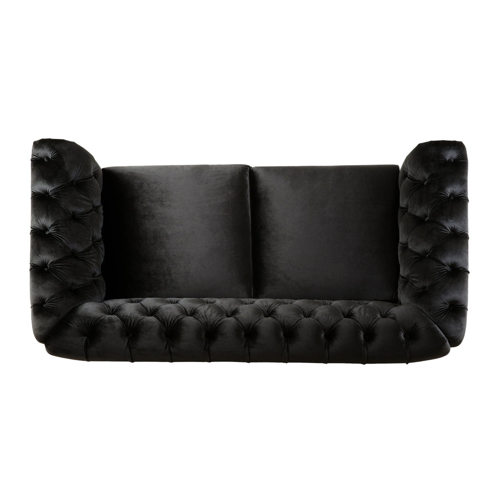Chesterfield Loveseat Sofa, 2 Person Rolled Arm Upholstered Couch