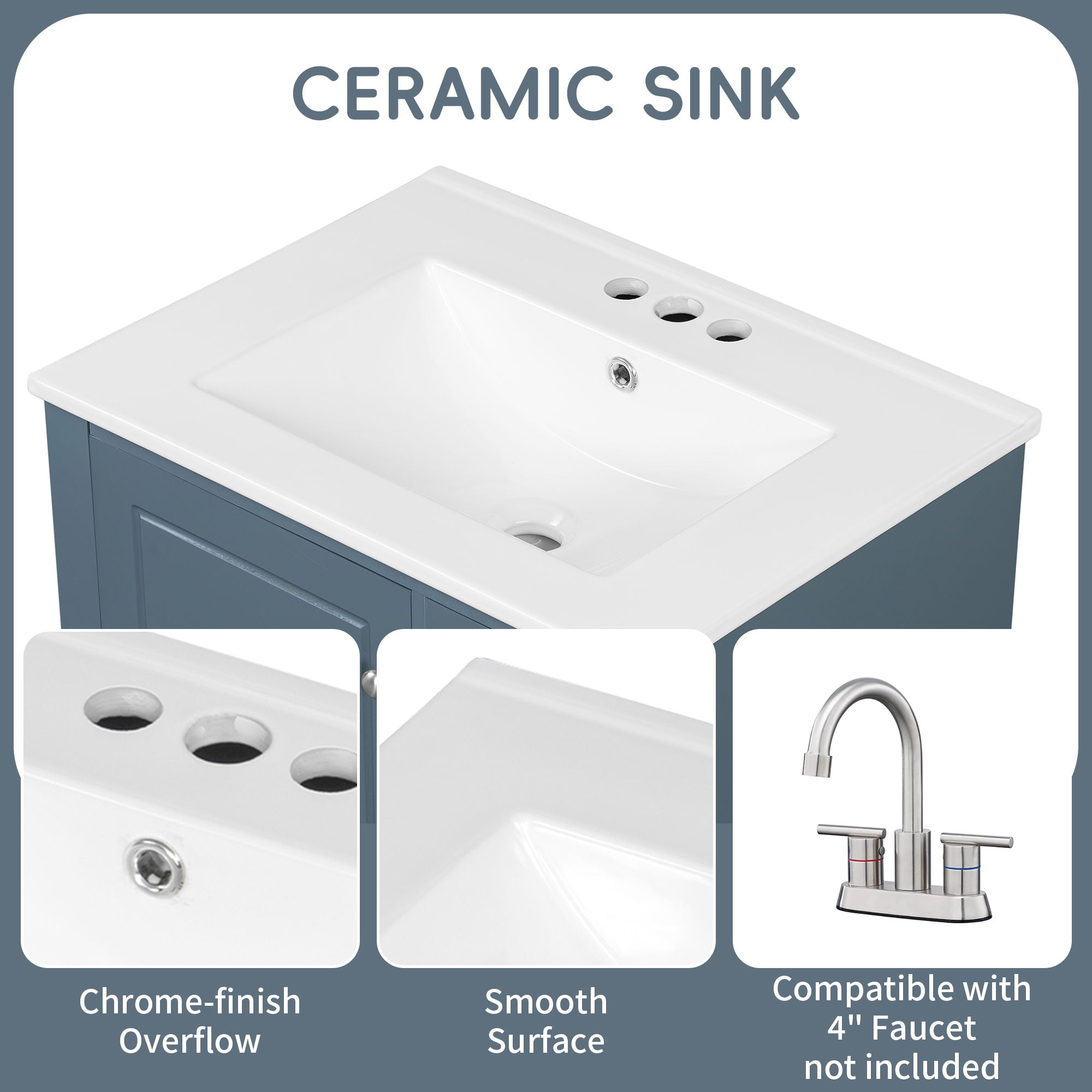 Modern Bathroom Vanity With Sink, Freestanding Cabinet With Drawers And Storage Shelves