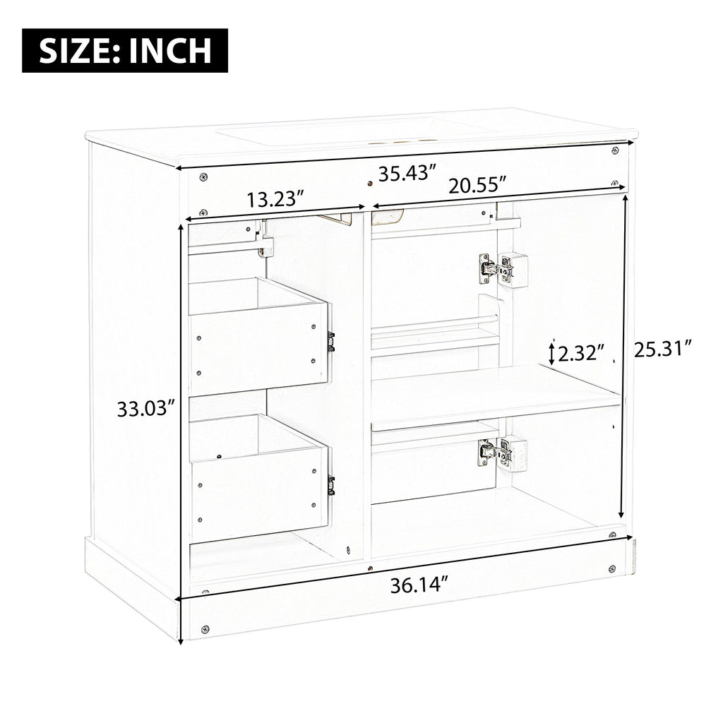 Modern Bathroom Vanity With Sink, 4 Drawers, Soft-Close Door, Adjustable Shelf