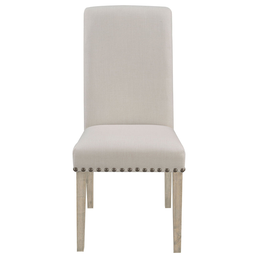 Upholstered Dining Chair With Rolled Edge Seat Back (Set of 2) - Beige
