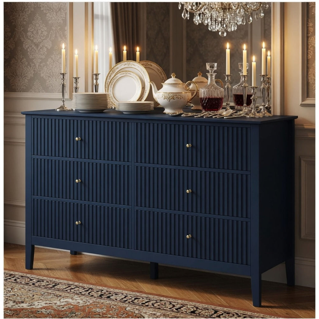 Modern 6 Drawer Fluted Dresser