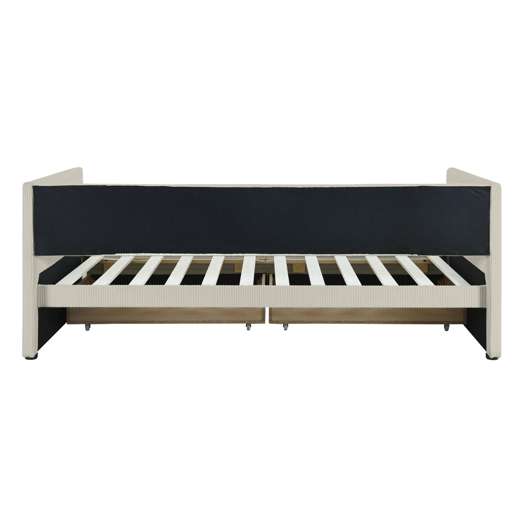 Daybed With Two Drawers And Wood Slat