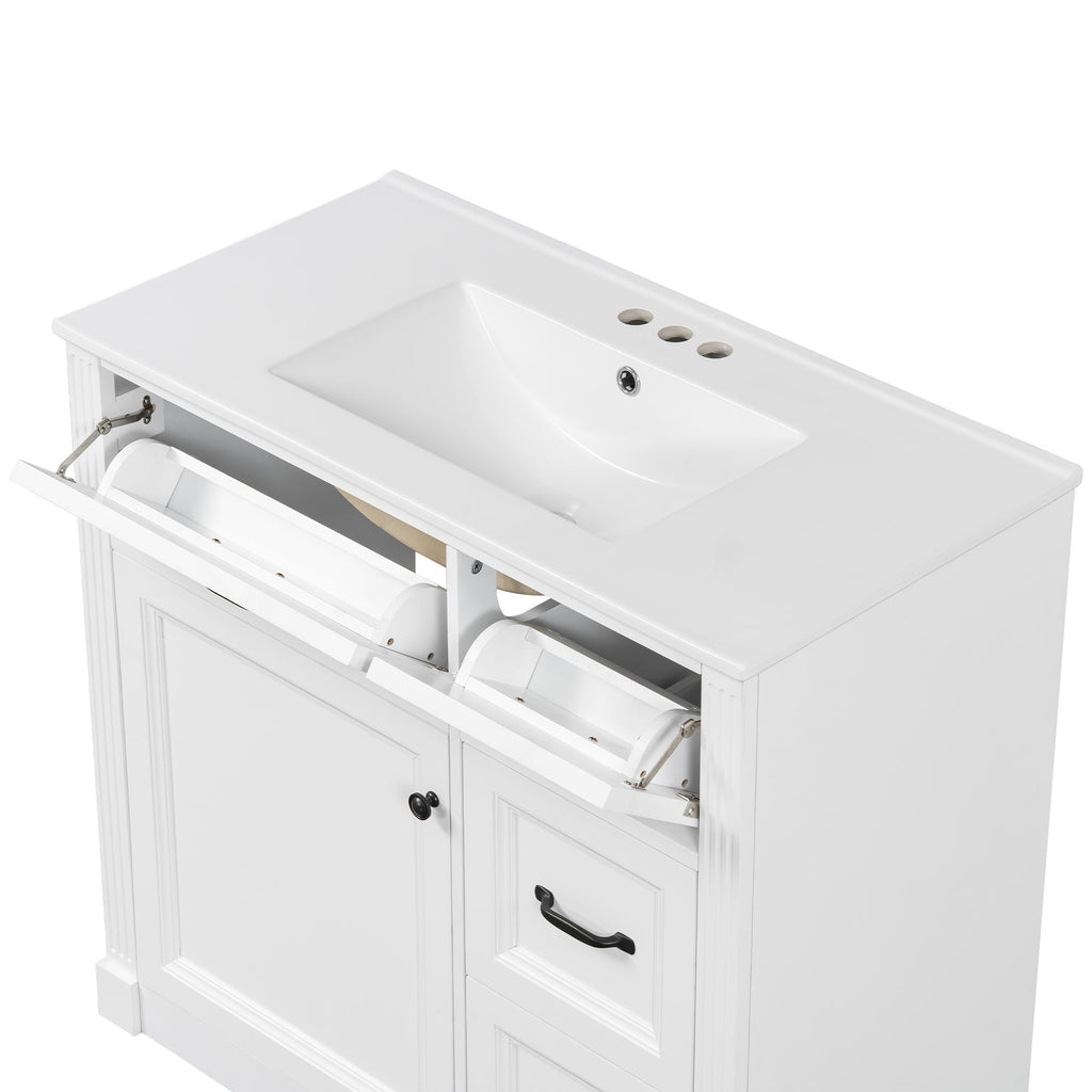 Modern Bathroom Vanity With Sink, 4 Drawers, Soft-Close Door, Adjustable Shelf