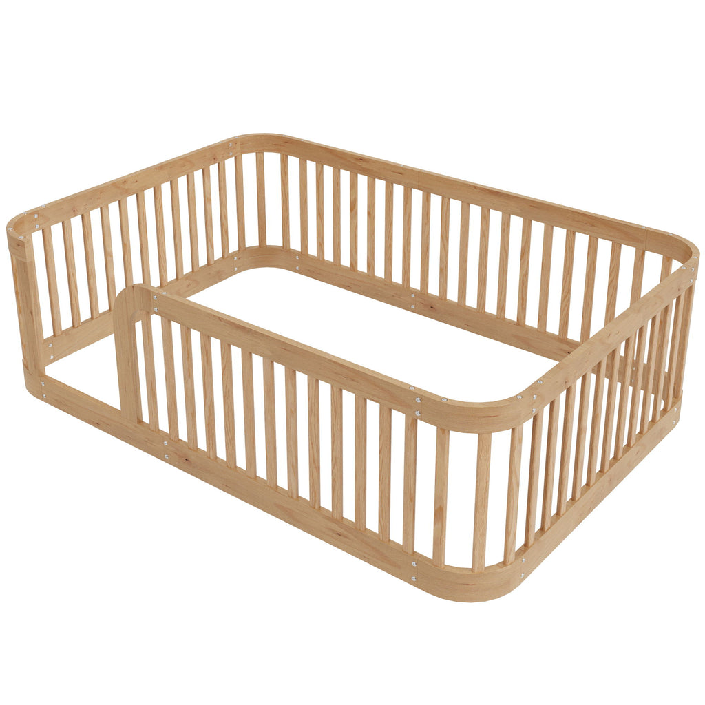 Wood Floor Bed Frame With Fence