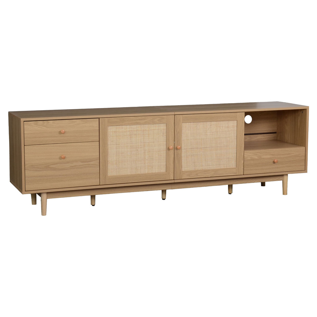 TV Stand With Doors - Natural