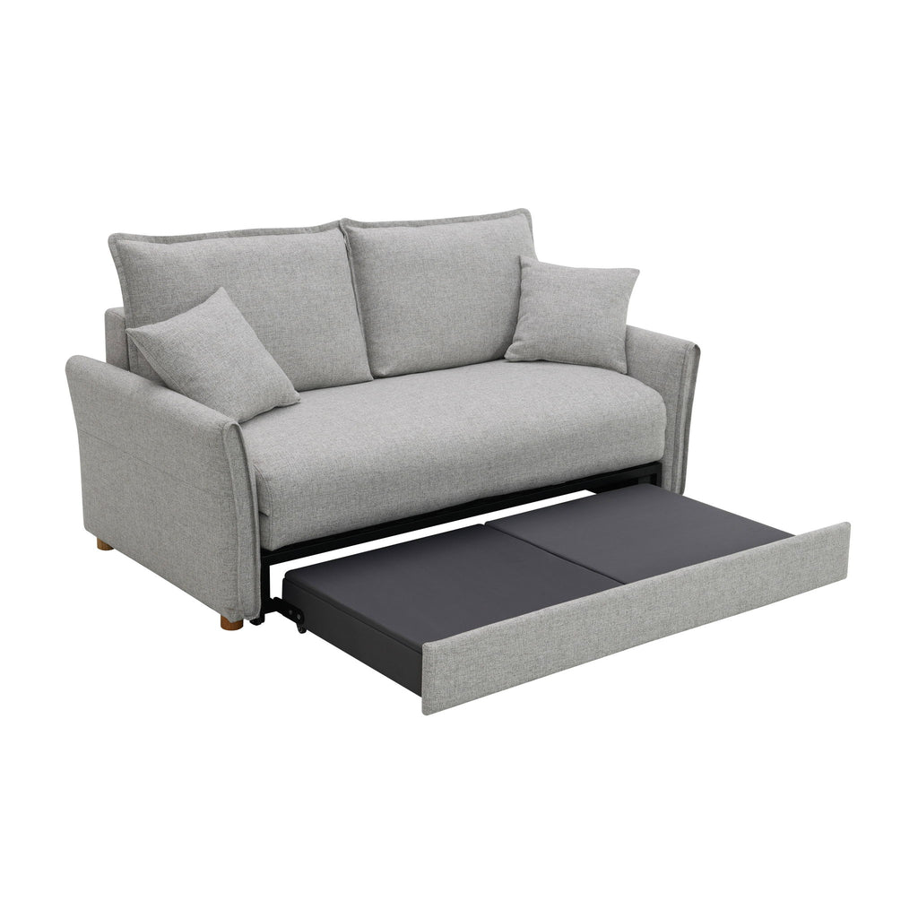 Oren - Chenille Sleeper Sectional Sofa With Storage 2 Toss Pillows - Gray