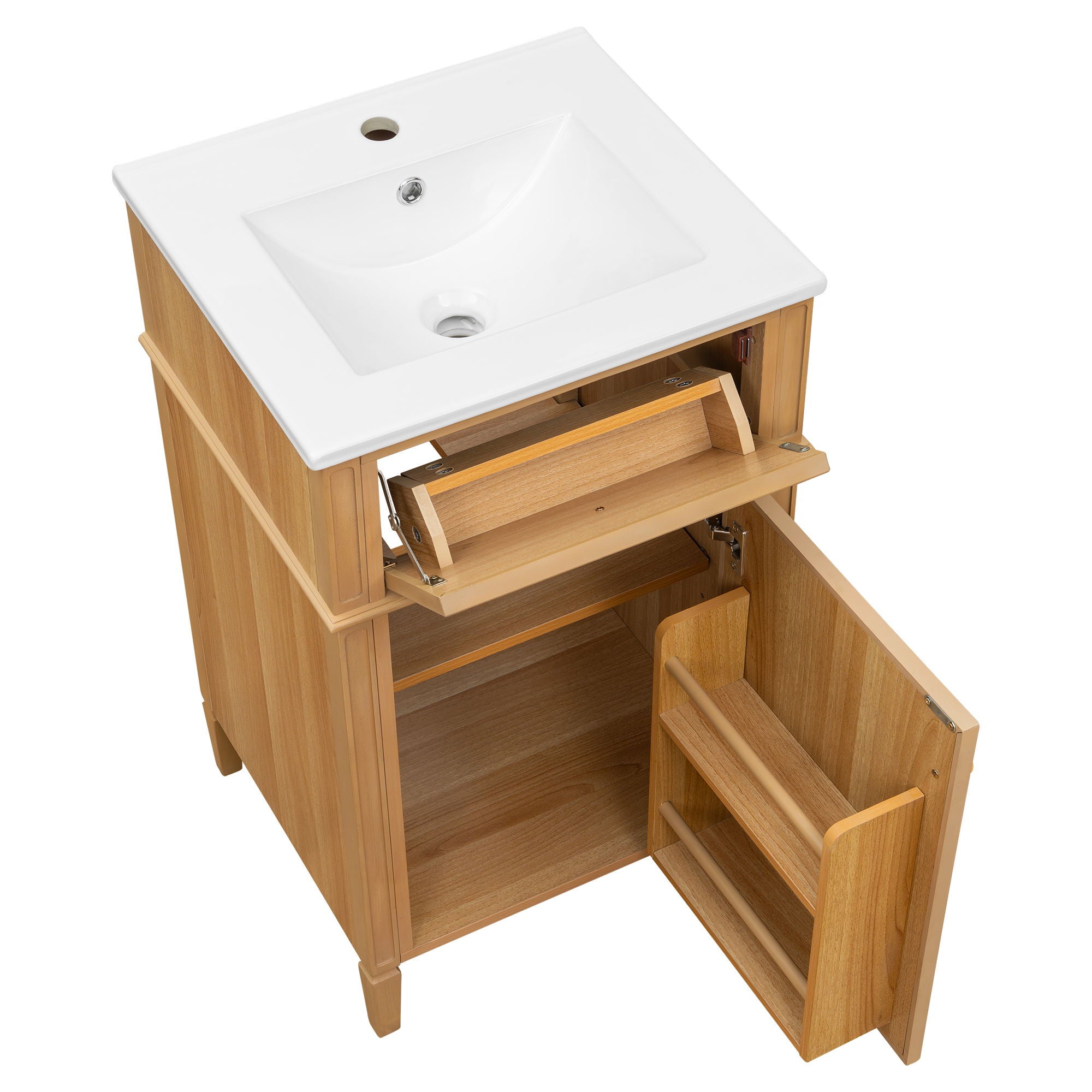 20" Bathroom Vanity With Sink, Adjustable Shelf, Tilt Out Drawer, Freestanding Cabinet - Wood