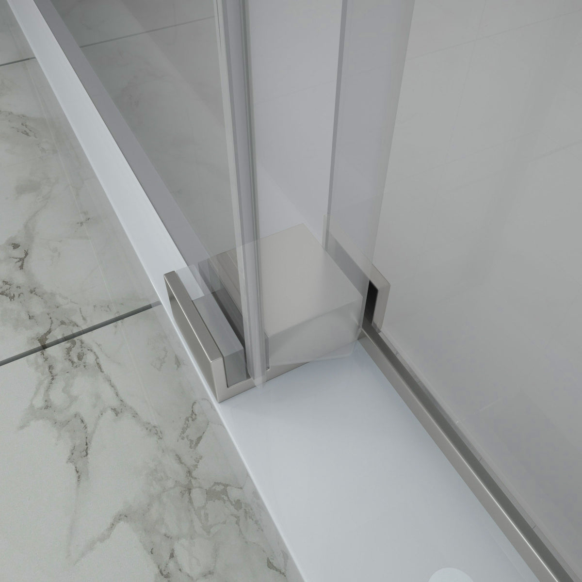 Shower Door Single Sliding Bypass Enclosure - Brushed Silver
