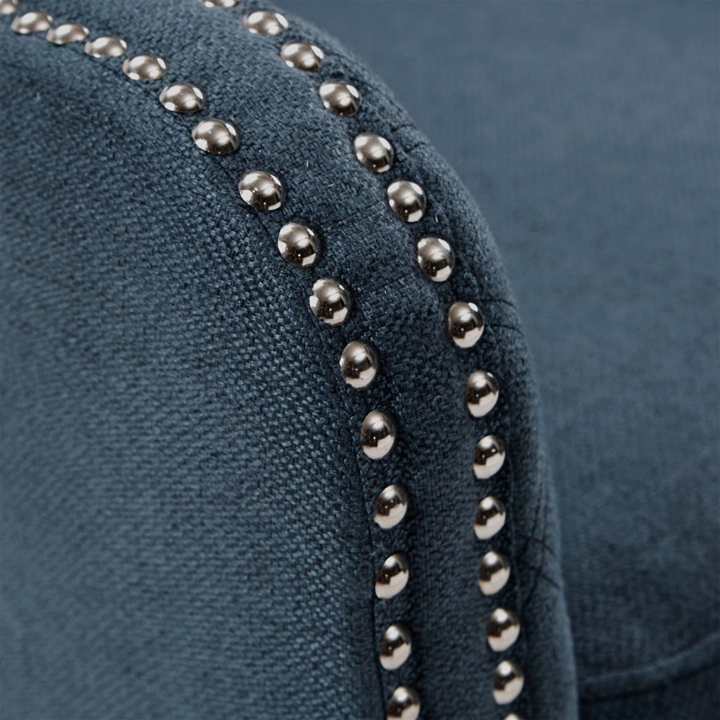 Accent Chair With Quilted Back And Silver Studs - Dark Blue
