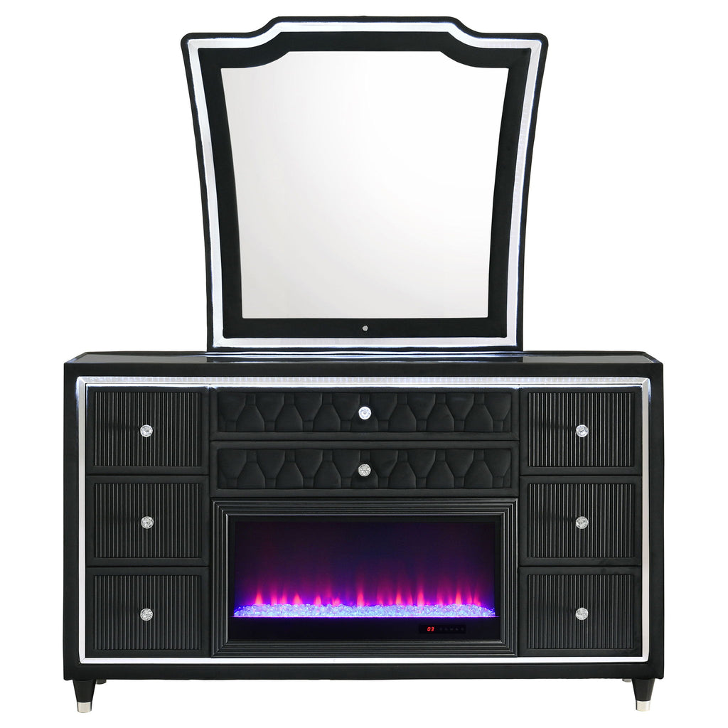 Mika - 8 Drawer LED Dresser And Mirror Set - Black