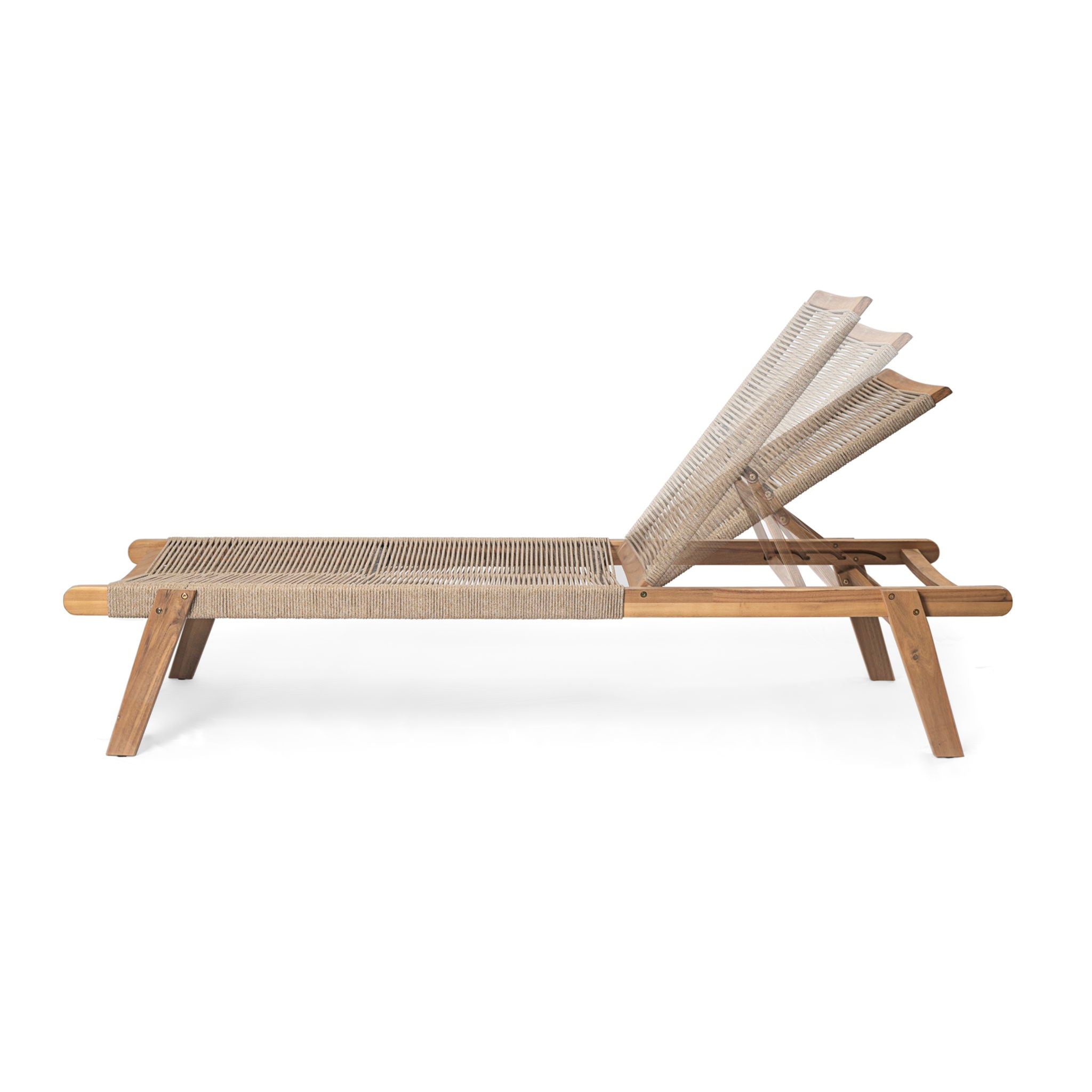 Catania - Outdoor Rope Chaise Lounge (Set of 2) - Teak / Beige