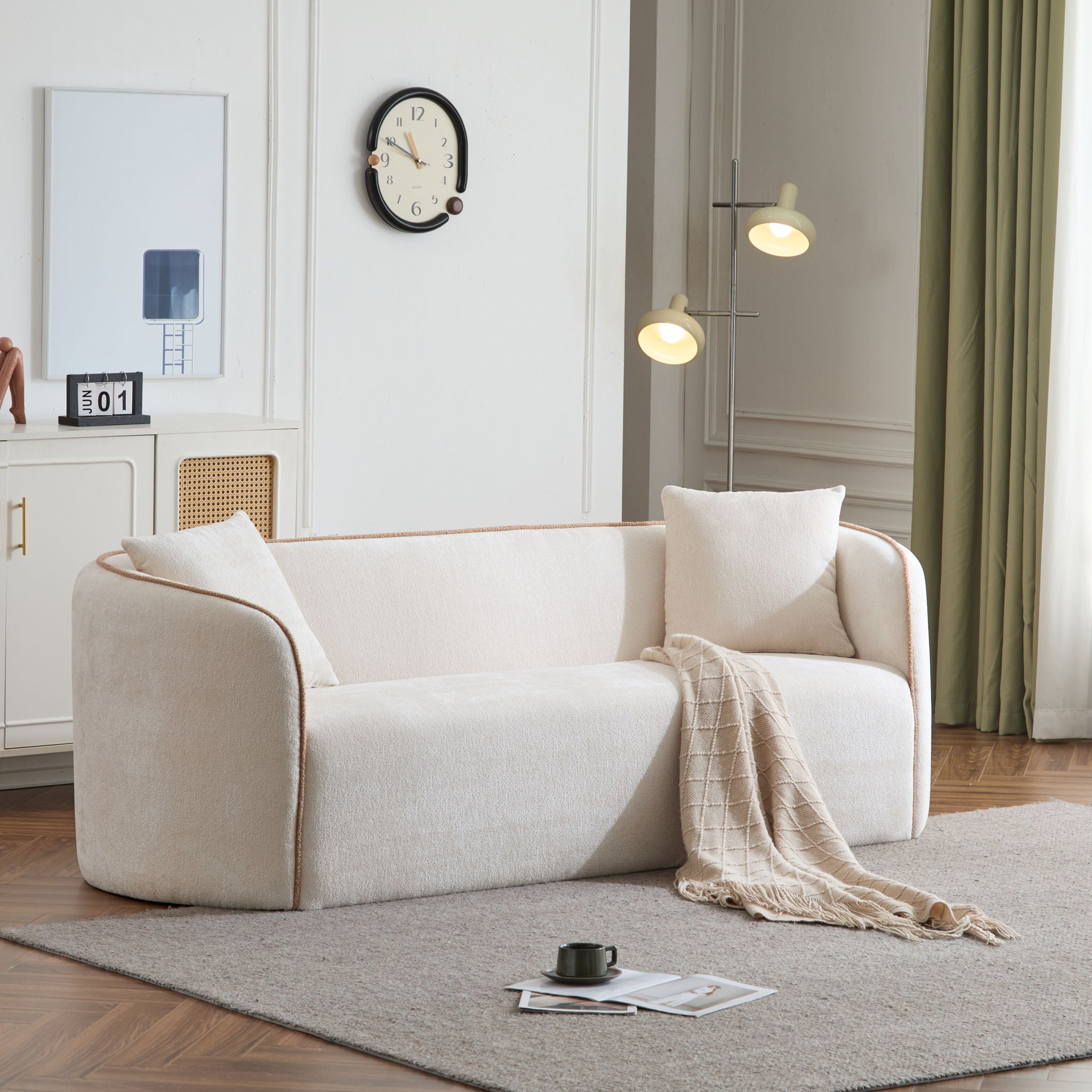 Coral - Curved Sofa, 3 Seater, Living Rooms, Bedrooms, Apartment Office - Beige