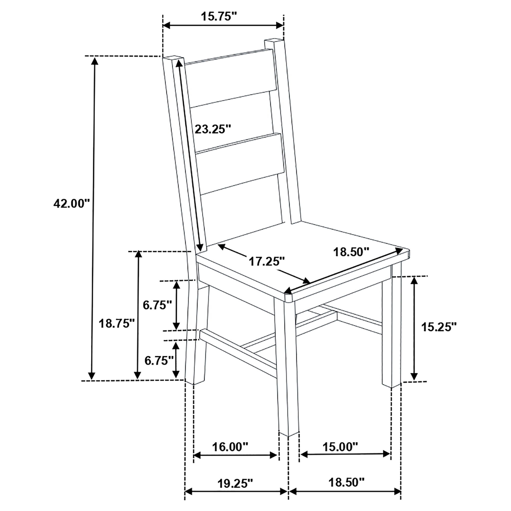 Ladder Back Dining Chairs With Straight Seat (Set of 2) - Brown